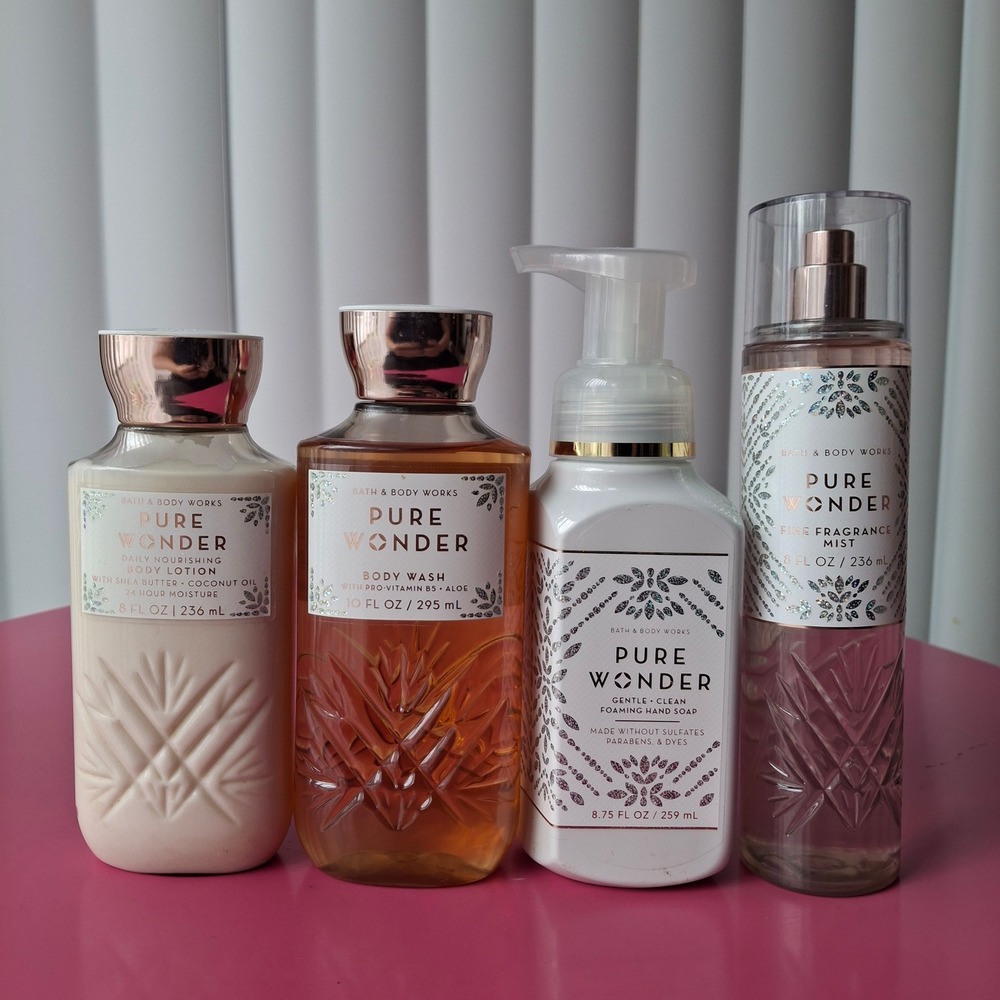 Bath & Body Works PURE WONDER Lotion Wash Fragrance Mist Soap Set of 4